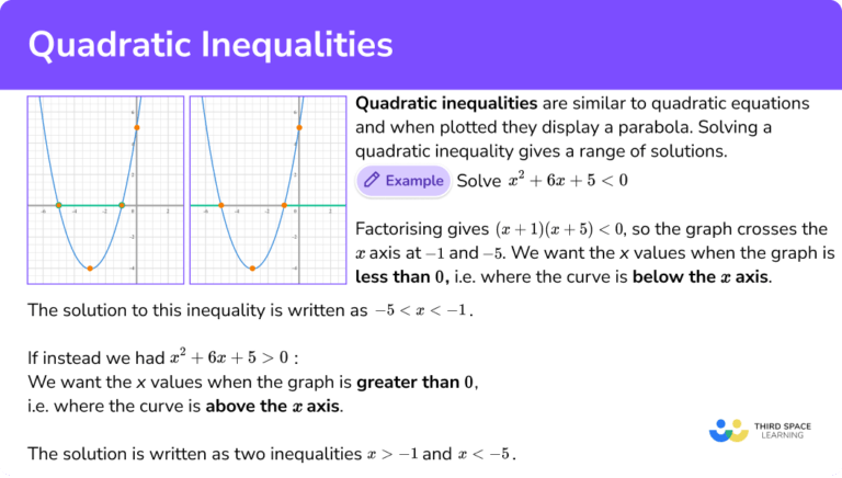 Quadratic Inequalities - GCSE Maths - Steps, Examples & Worksheet