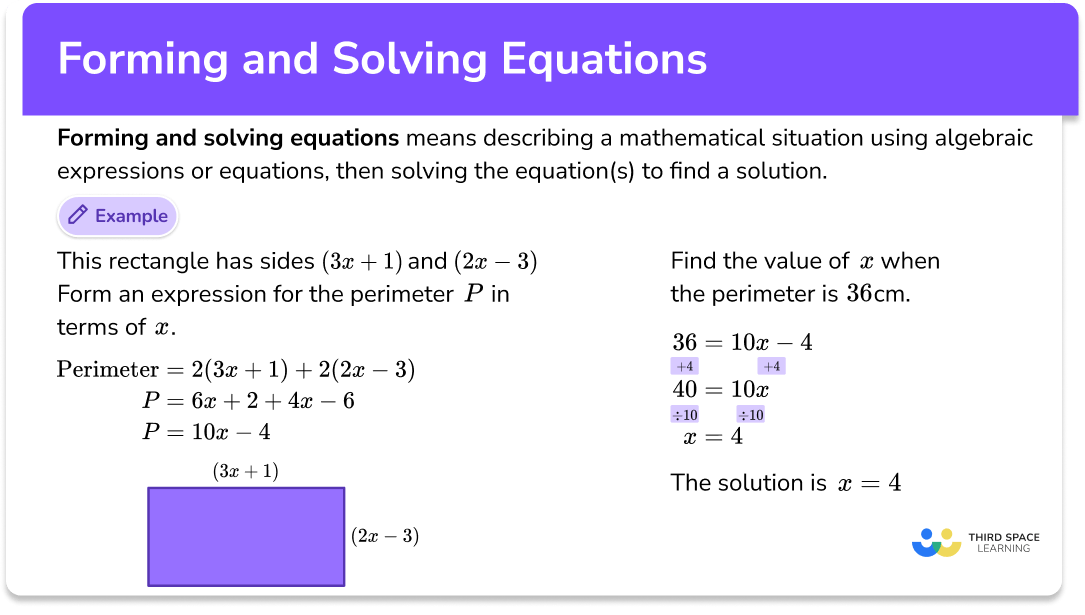 Forming And Solving Equations GCSE Maths Steps Examples