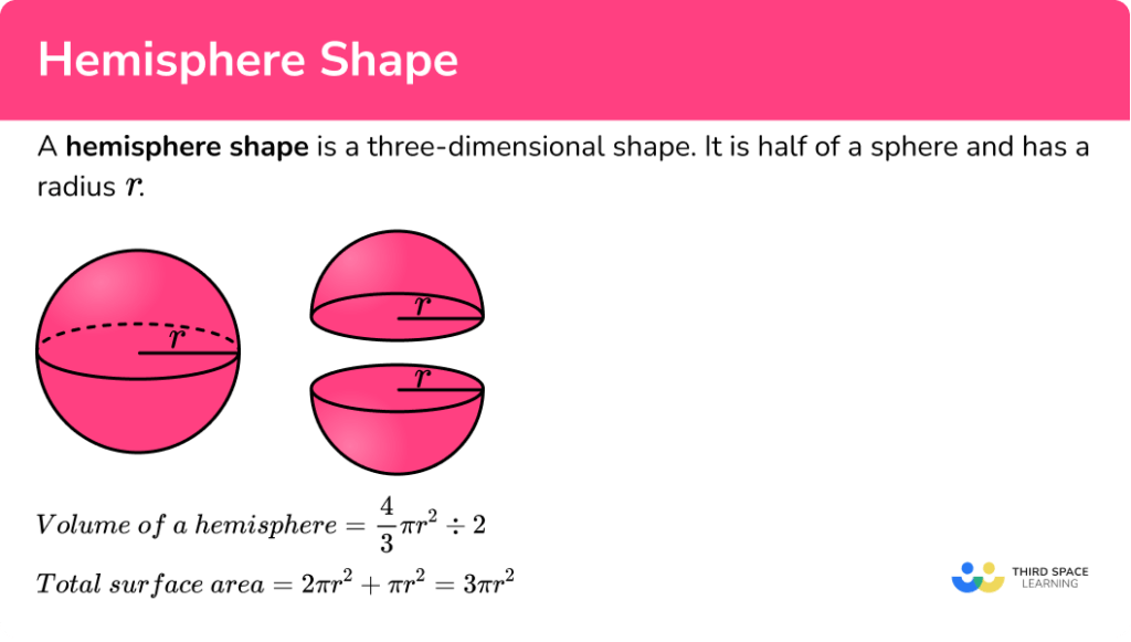 Hemisphere Shape GCSE Maths Steps Examples Worksheet