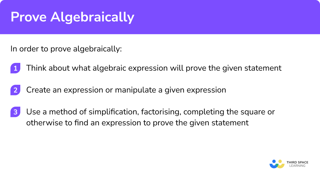 Explain how to prove algebraically