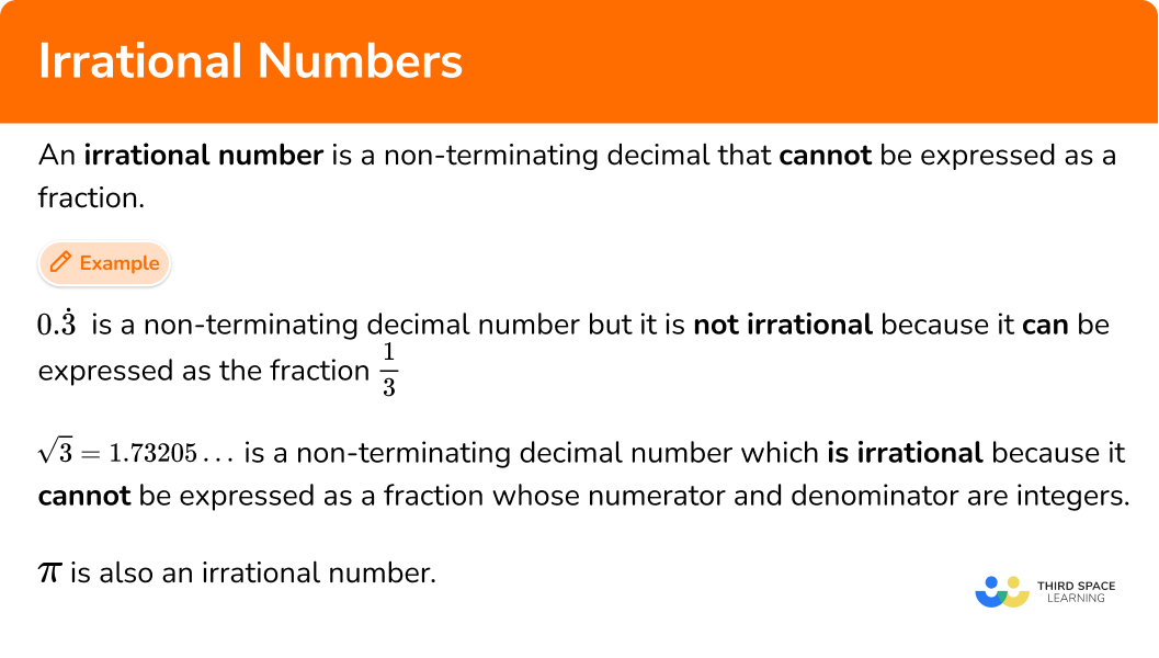 Irrational Numbers GCSE Maths Steps Examples Worksheet