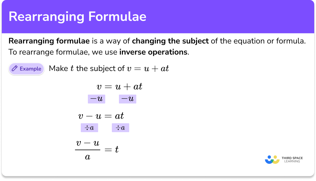 Rearranging formulae