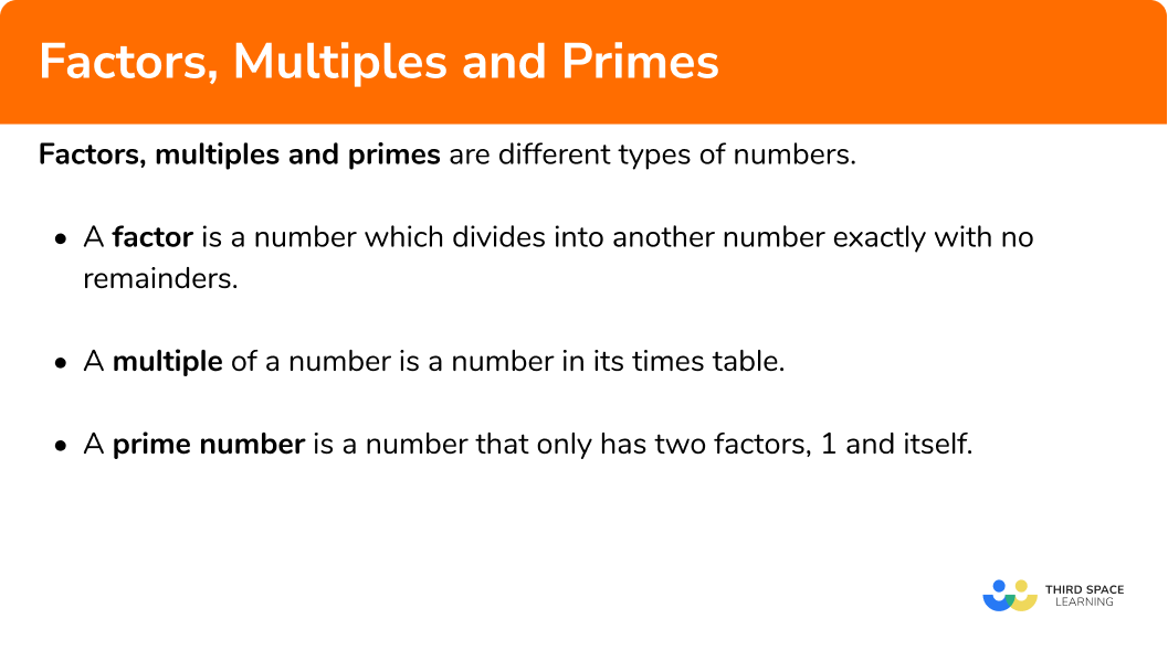 What are factors, multiples and primes?