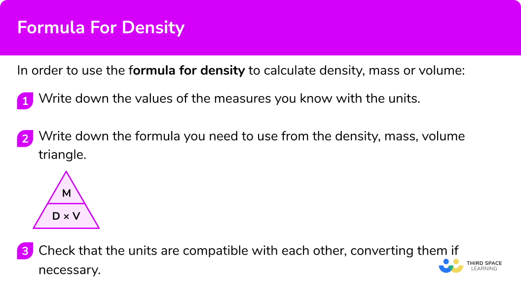 Explain how to use the formula for density