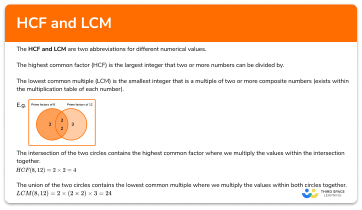 HCF And LCM GCSE Maths Steps Examples Worksheet