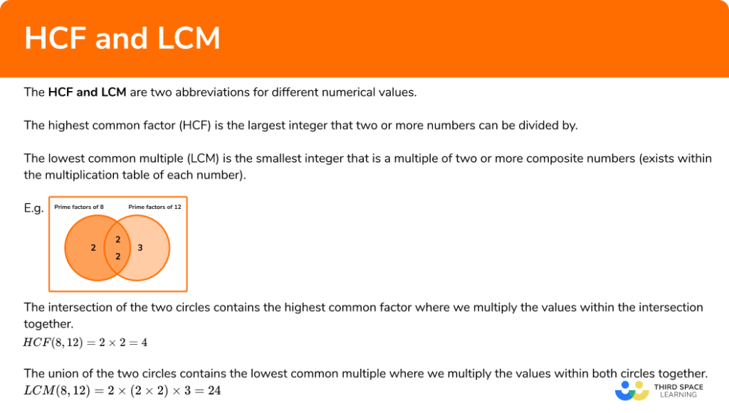 HCF And LCM GCSE Maths Steps Examples Worksheet