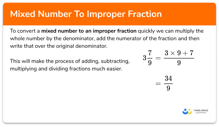 Mixed number to improper fraction