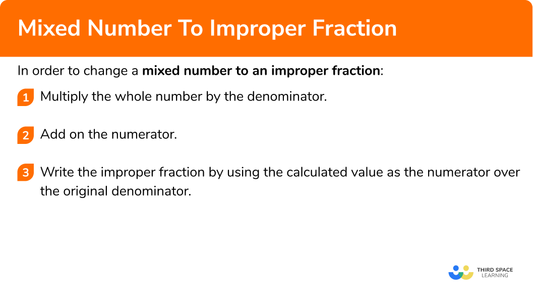 Explain how to convert mixed numbers to improper fractions