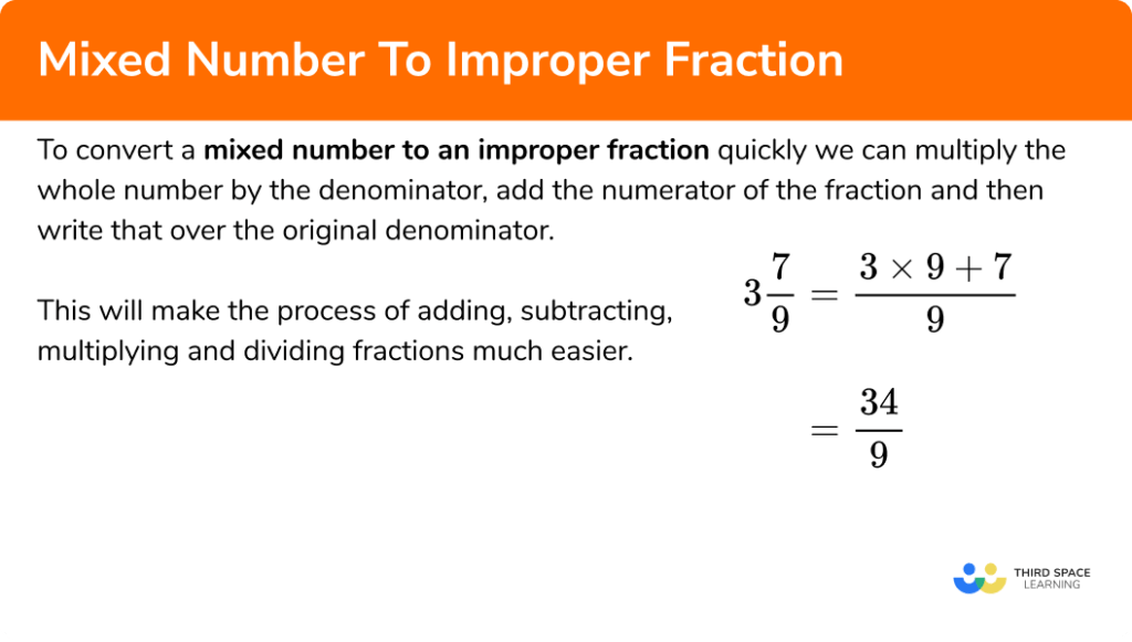 Mixed Number To Improper Fraction Gcse Maths Guide 