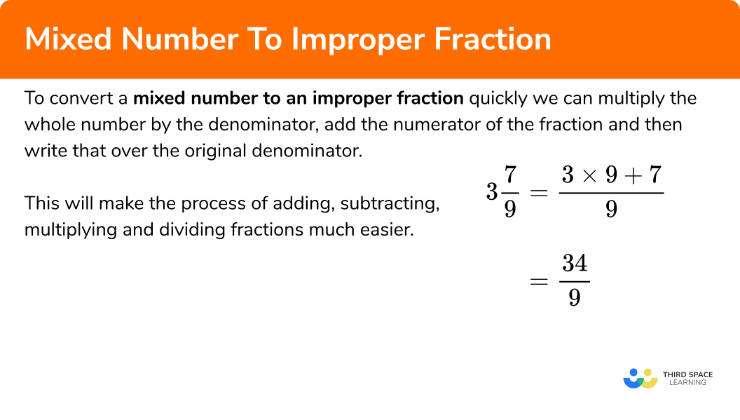 What is converting mixed numbers to improper fractions?