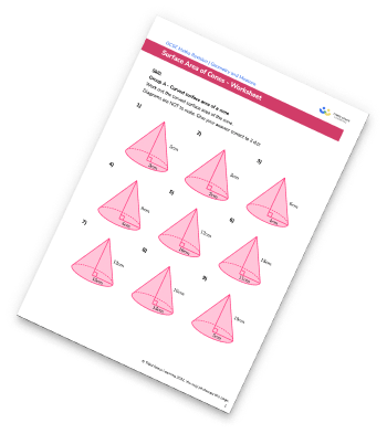 Surface Area  Of Cones Worksheet