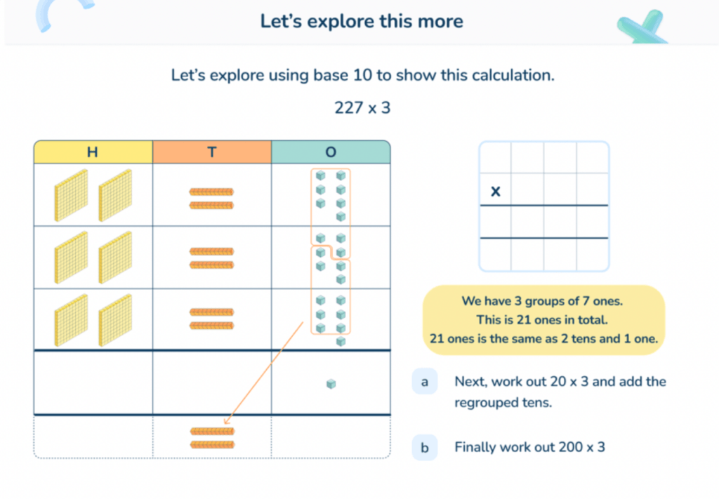 third space learning tutoring slide using dienes blocks to teach multiplication