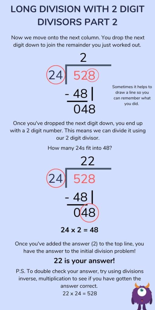 long division with 2 digit divisors 