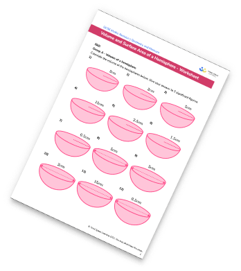 Volume And Surface Area Of A Hemisphere Worksheet