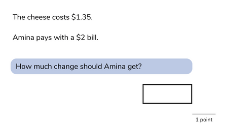 single step word problem for 5th graders with money