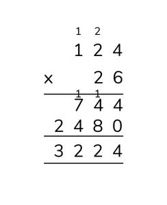 long multiplication example with 3-digit by 2-digit