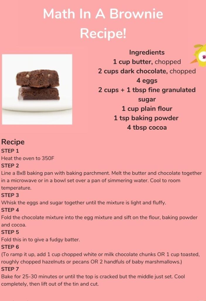 brownie recipe using measurements to practice children's numeracy skills