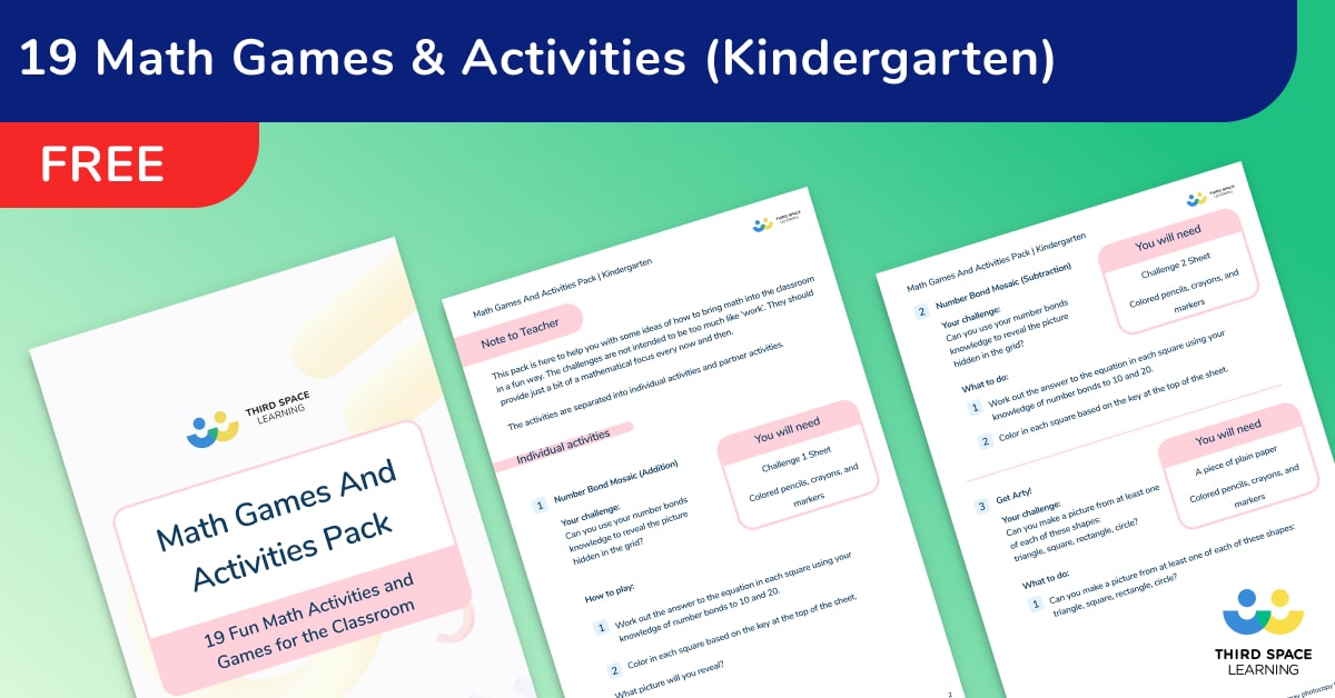 FREE 19 Fun Math Games and Activities Pack for Kindergarten