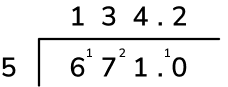 Division with remainder expressed as a decimal
