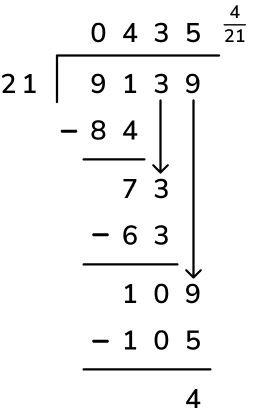 four digit number long division with fraction remainder