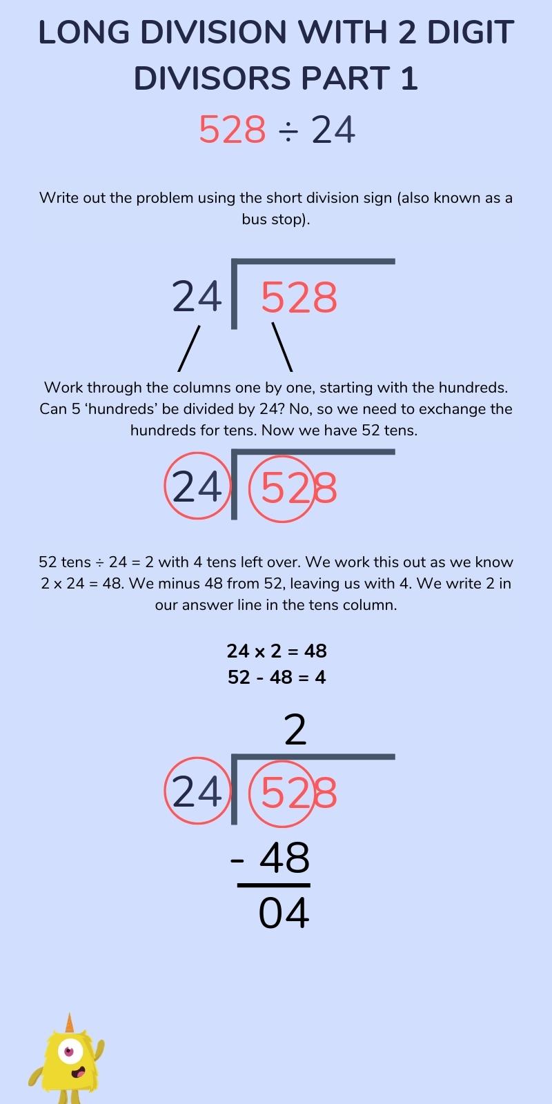long division with 2 digit divisors part 1