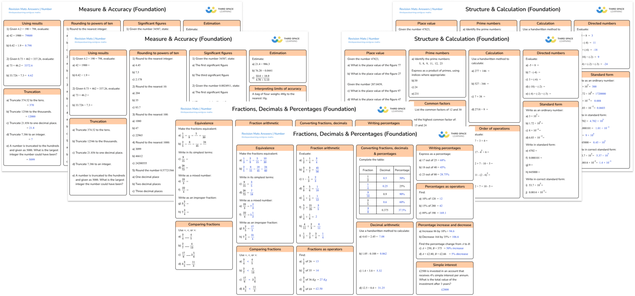 [FREE] GCSE Number Revision Mats