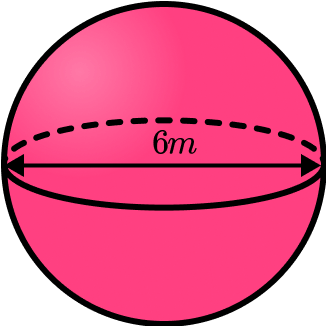 volume of a sphere 6m diameter