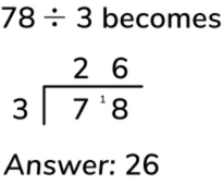 short division method for 78 divided by 3