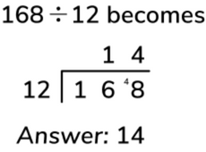 short division method for 168 divided by 12