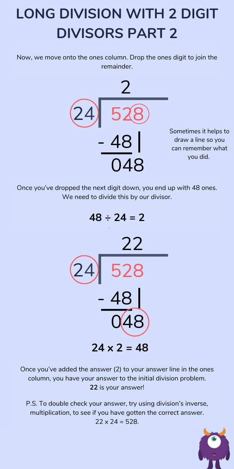 long division with 2 digit divisors part 2