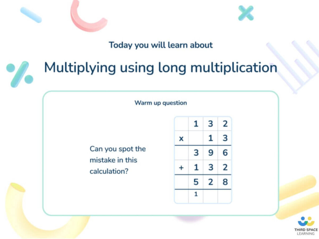 tsl lesson on multiplying using long multiplication