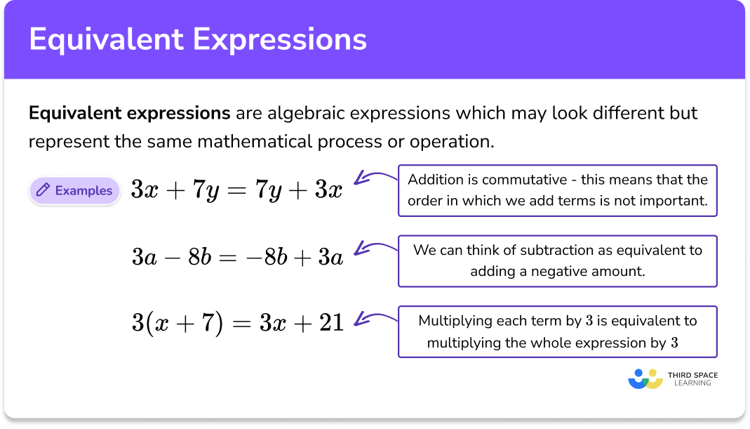 Equivalent Expressions GCSE Maths Steps Examples