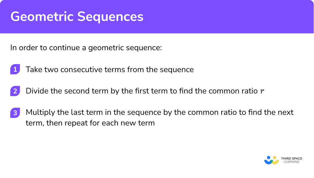 Explain how to continue a geometric sequence