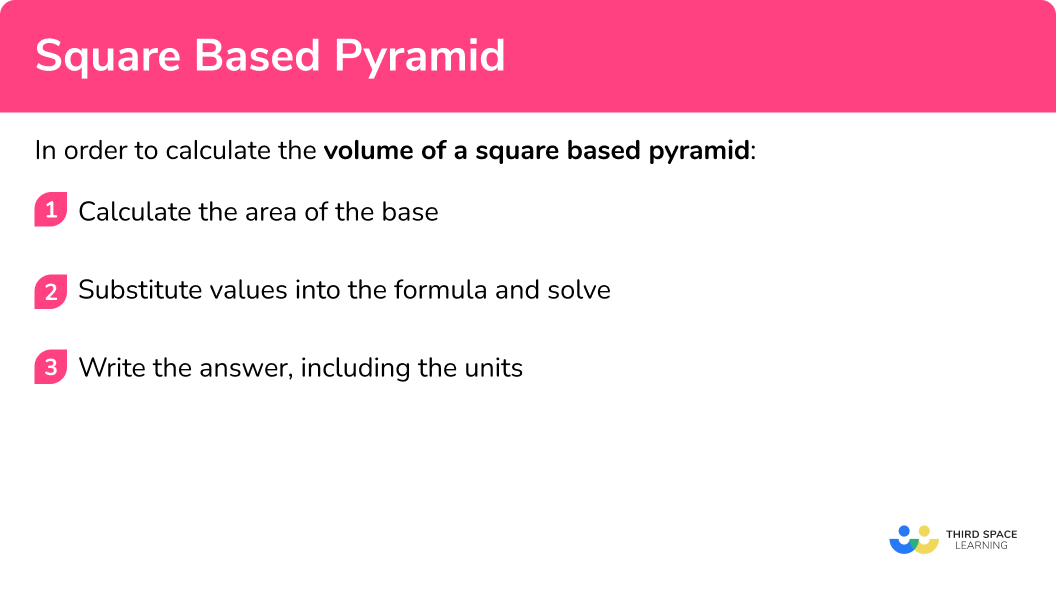 Explain how to calculate the volume of a square based pyramid
