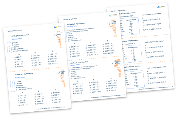 Teaching Long Division Worksheets Grades 3 To 5 Third Space Learning