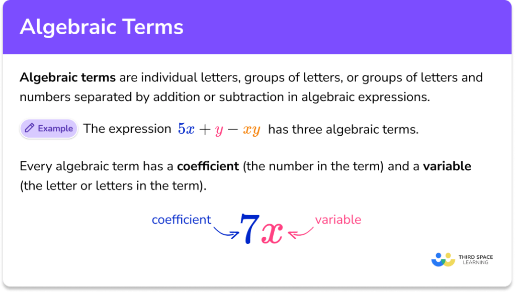 Algebraic Terms GCSE Maths Steps, Examples & Worksheet