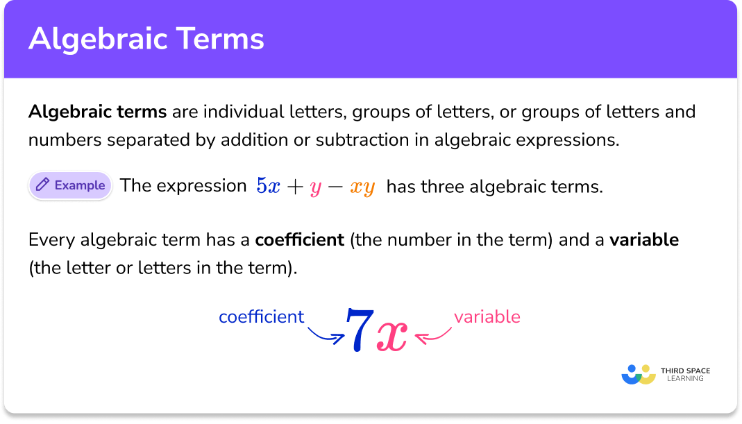 What are algebraic terms?