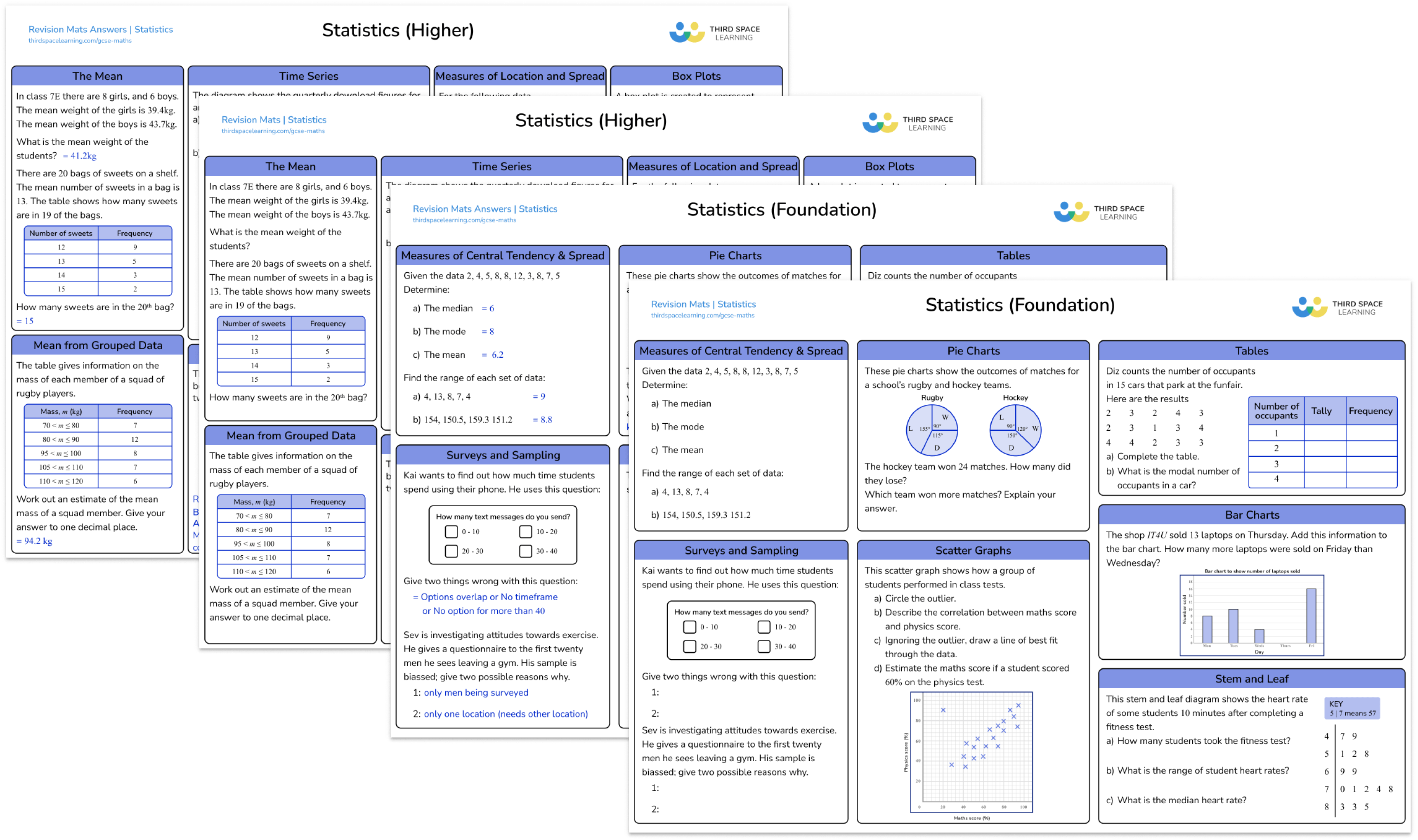  FREE GCSE Statistics Revision Mats