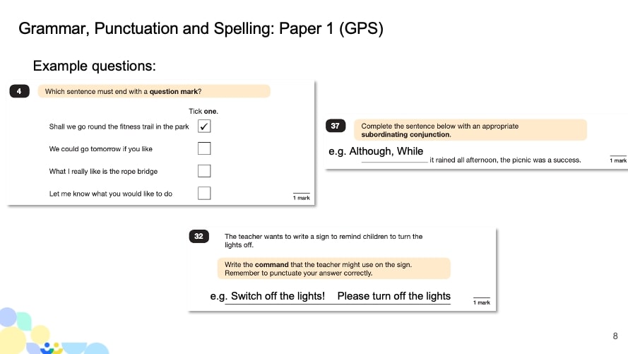 SATs 2023 grammer Example Image
