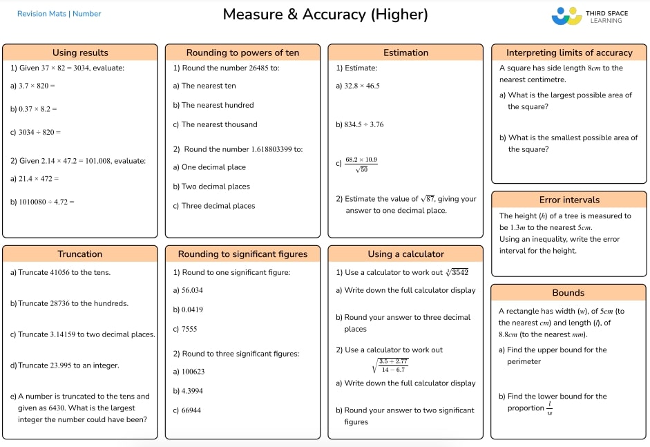 measure maths mat higher