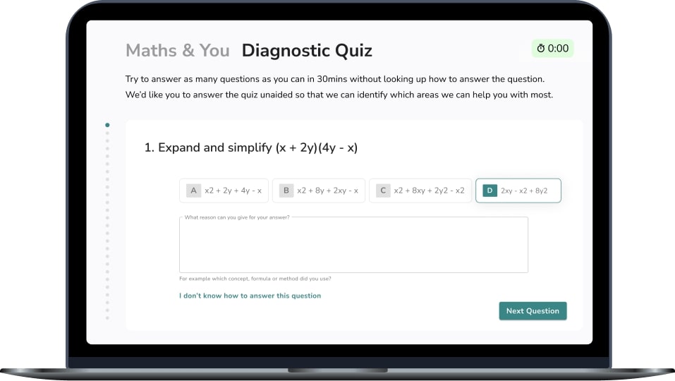Third Space Learning Diagnostic Quiz for GCSE students