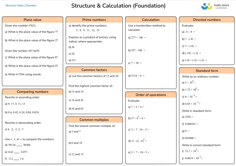 structure maths mat foundation