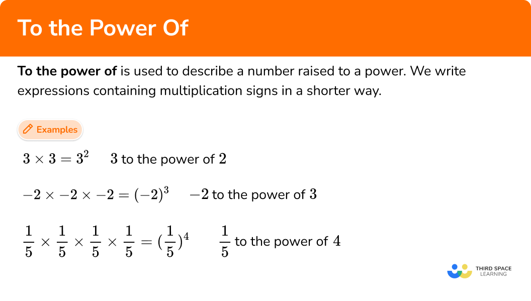 What is meant by to the power of?
