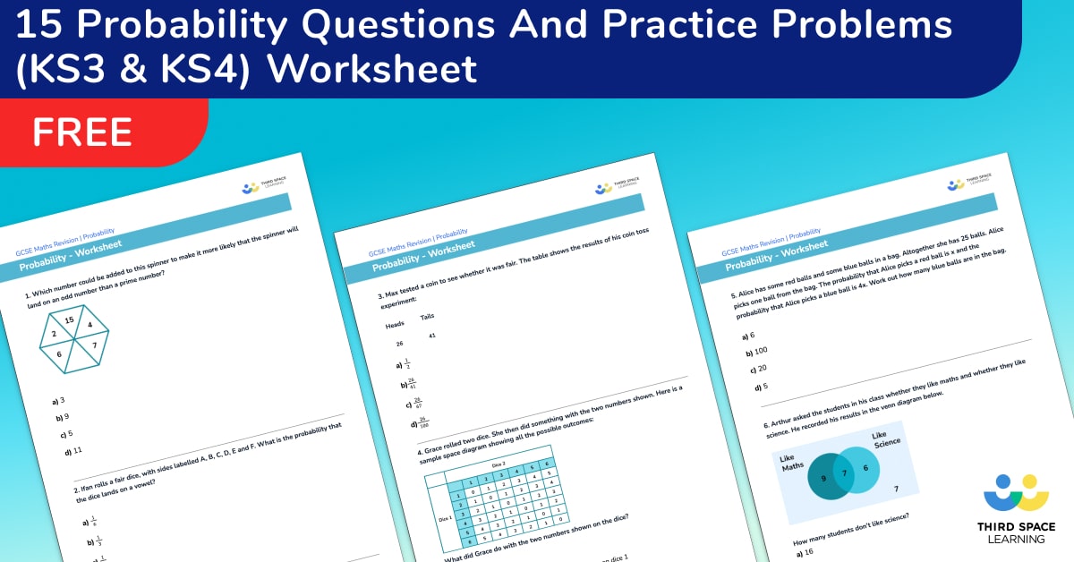 [FREE] 15 Probability Questions And Practice Problems Worksheet (KS3 ...