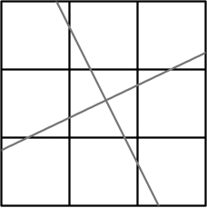 3x3 square with two lines cross each other 