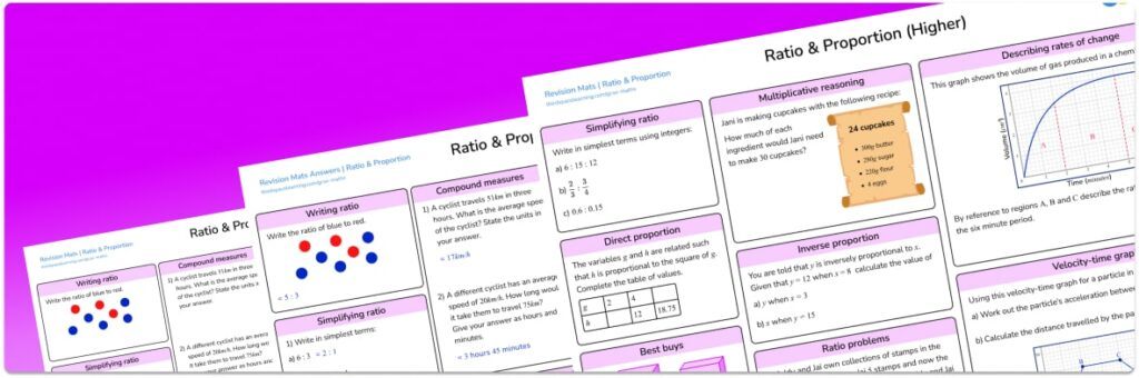 [FREE] GCSE Maths - Ratio & Proportion Revision Mats - Third Space Learning