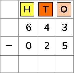 column method subtraction using zero as a placeholder