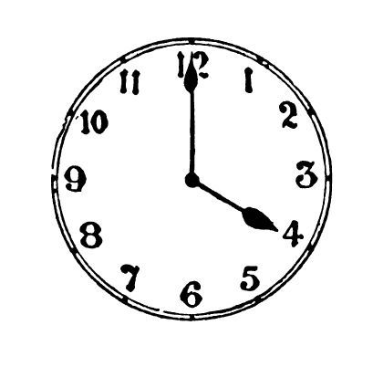 4 o'clock shown on analogue clock