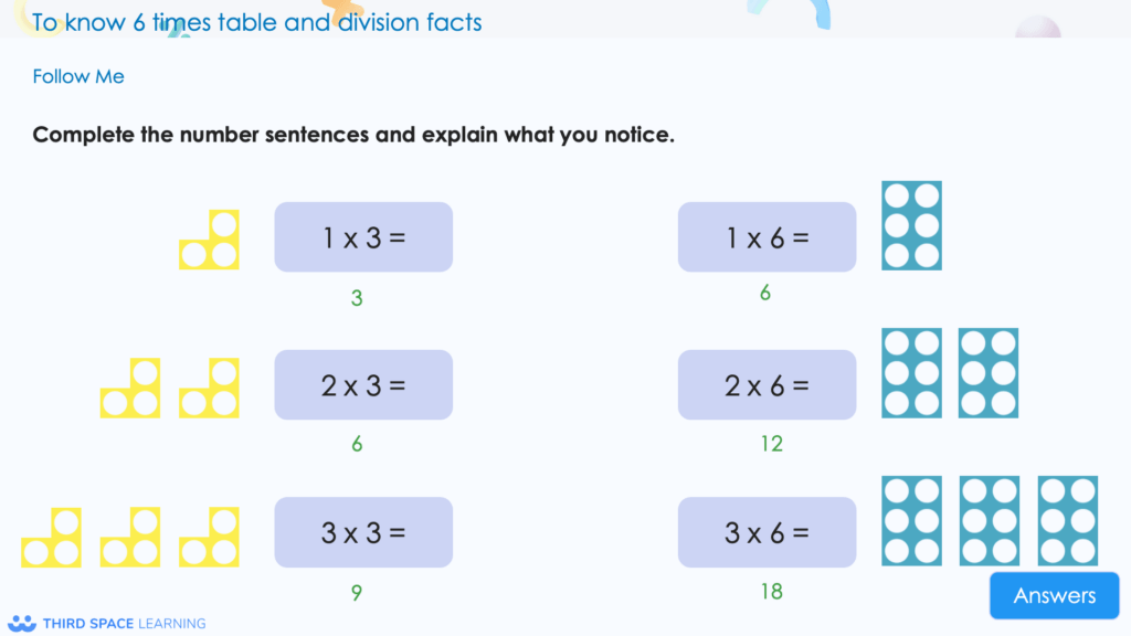 multiplication facts slide