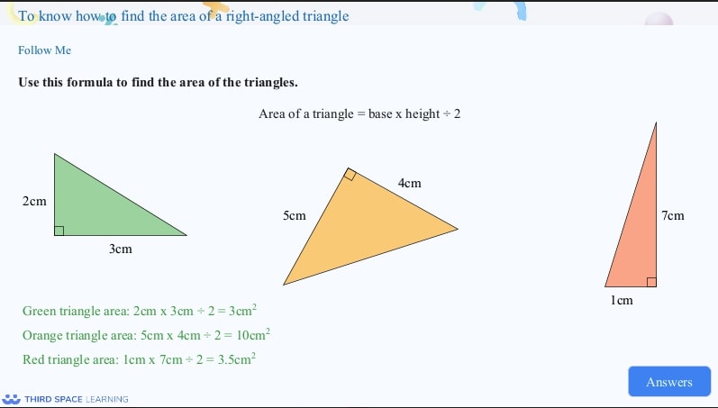 area of triangles question slide
